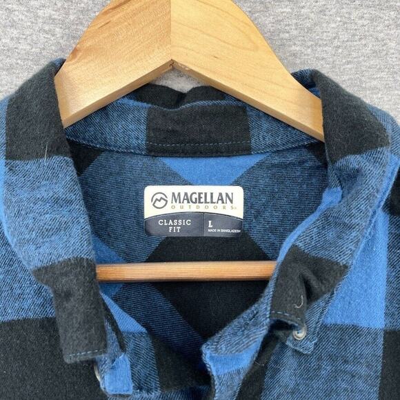 Magellan Button Up Shirt Mens Large Blue Plaid Long Sleeve Outdoor Workwear - Picture 2 of 7